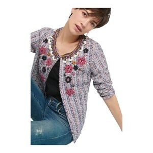 Anthropologie Multicolor Embroidered Jacket
